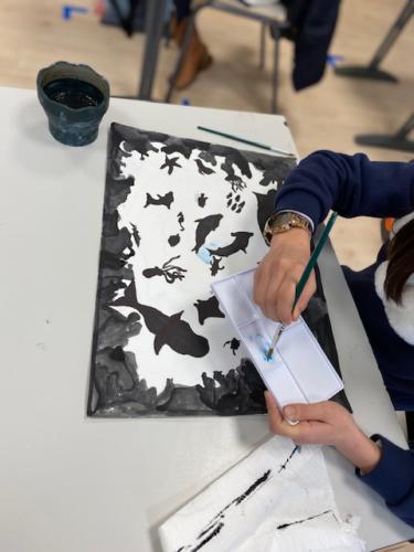 La clase 5B en el trabajo / Kunst 5B beim Arbeiten