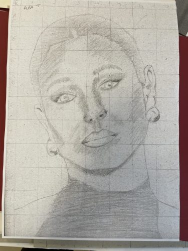 Portraits mit Rasterverfahren / Retratos con cuadricula
