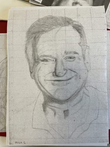 Portraits mit Rasterverfahren / Retratos con cuadricula